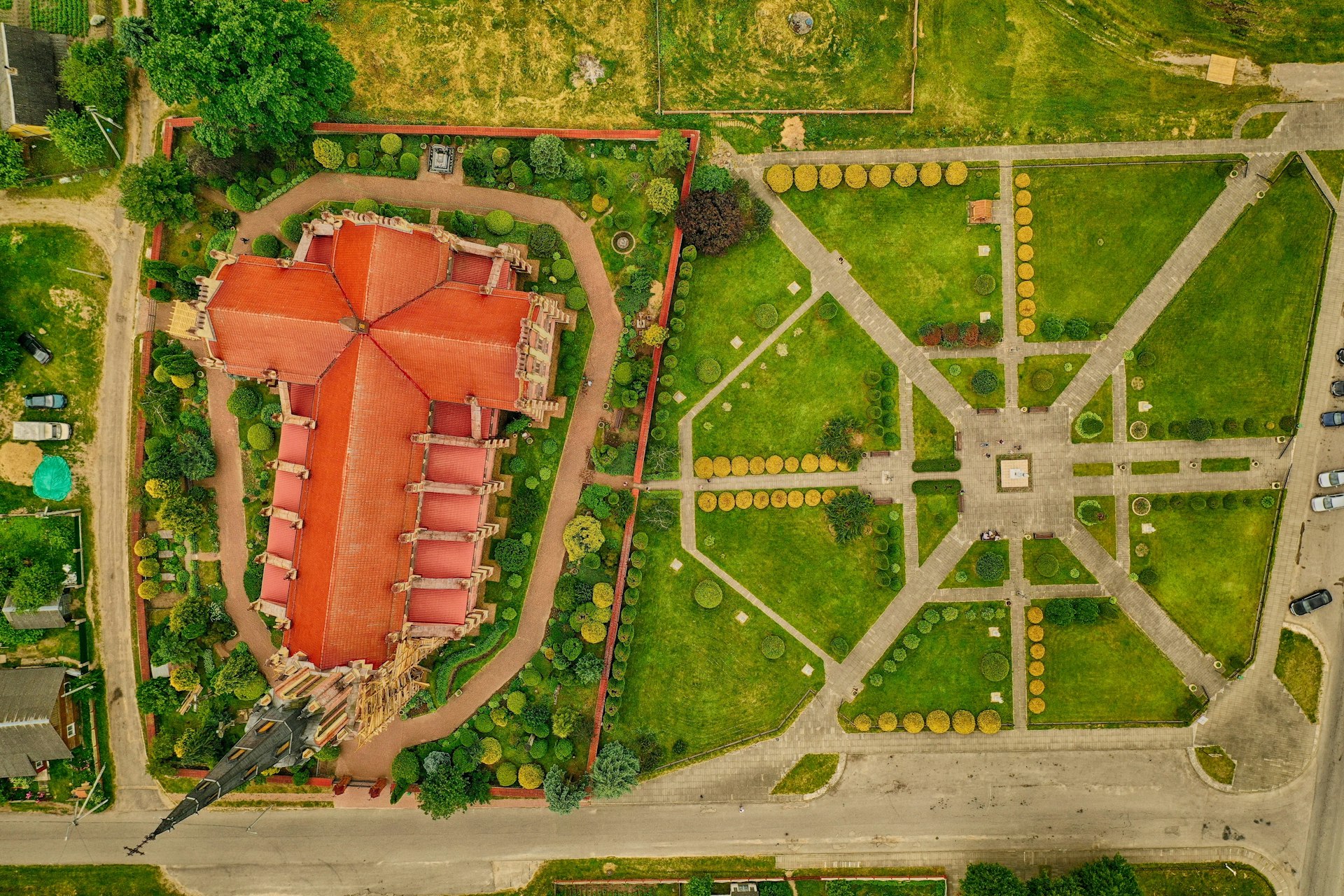 a large red and yellow roller coaster